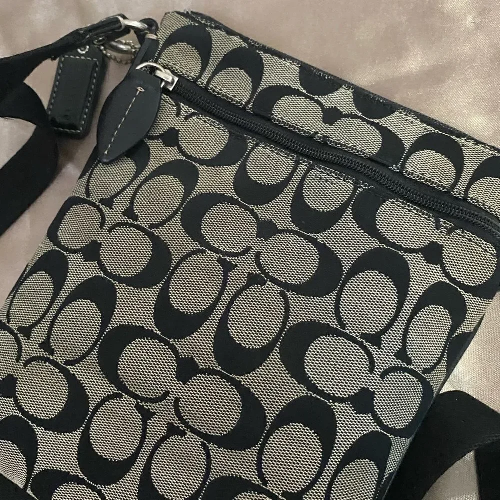 Coach Gray Black Monogram Canvas Crossbody bag